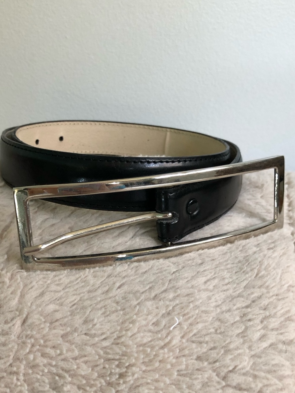 Y2K Suzy Shier Black Faux Leather Belt with Large Silver Rectangular Buckle